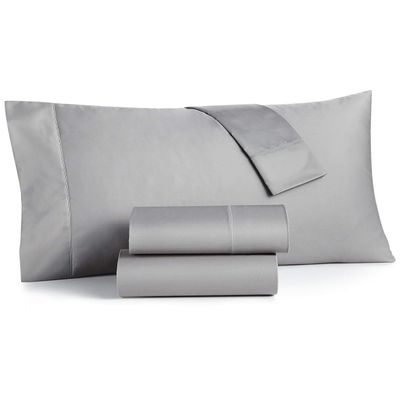400 Thread Count 100% Egyptian Cotton Damask Sheets - Damask Solid Light Grey Twin 4 Piece Sheet Set - Ultra Soft Long Staple Cotton- Luxury Bed Sheet Set - 24" Deep Pockets - Oeko Tex Certified