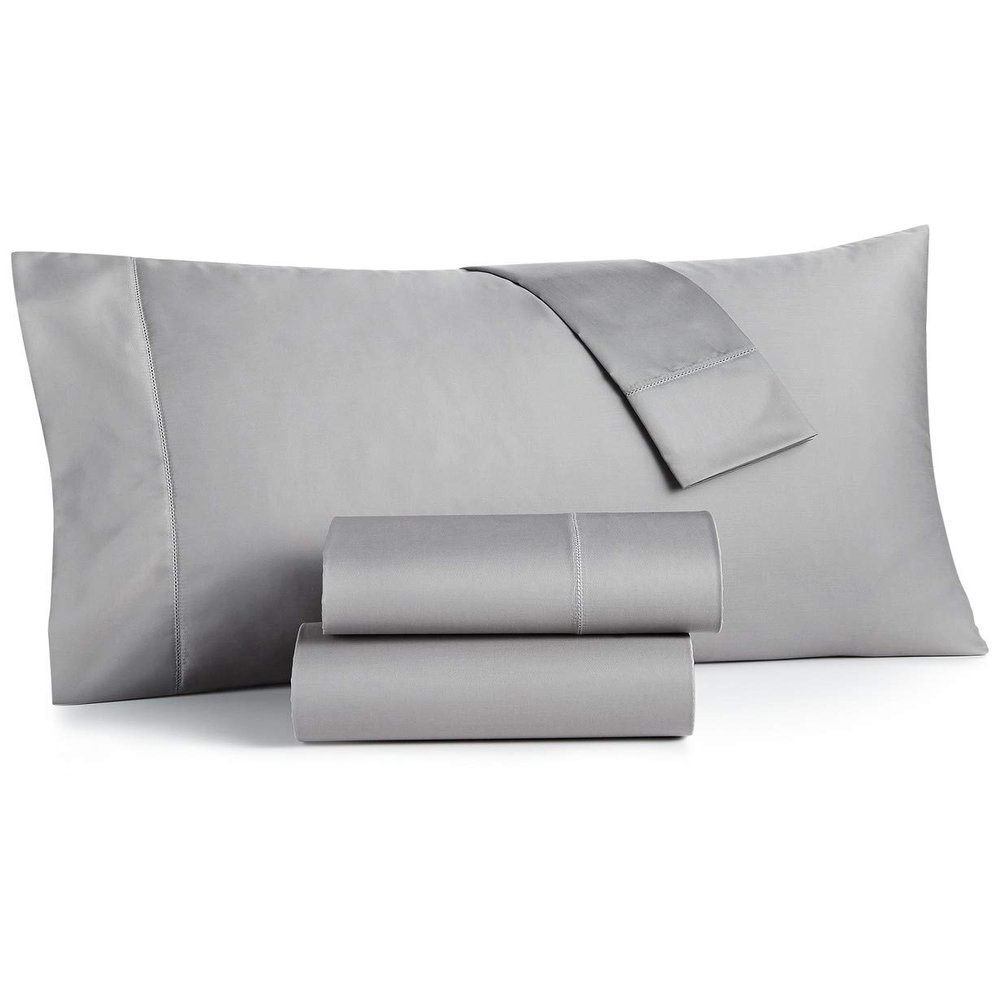 400 Thread Count 100% Egyptian Cotton Damask Sheets - Damask Solid Light Grey Twin 4 Piece Sheet Set - Ultra Soft Long Staple Cotton- Luxury Bed Sheet Set - 24" Deep Pockets - Oeko Tex Certified