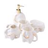 AOPPLSOT Accessories Set, Geometric Cute Elephant Ceramic Bath Ensemble Set - Soap Dispenser + Soap Dish + Tumble Cup + Toothbrush Holder + Cotton Canister, Modern Bathroom Home Decor,White,5pcs view 1
