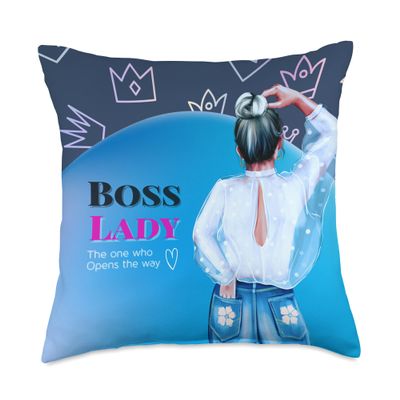 Boss Lady Crown Pillow Throw Pillow
