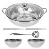 1set Stainless Steel Dual Flavor Hot Pot Divided Cooking Pot Bowls Spoon and Chopsticks for Family Gatherings view 1