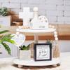 Defined Deco Two Tiered Tray Wooden Tiered Serving Tray Farmhouse Tiered Tray Stand with Tiered Tray Dcor Signs for Kitchen Island Decor and Rustic Farmhouse Dcor, Set of 3 view 3