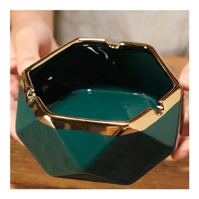 KKNH Ashtray Ashtray Ceramic Ashtrays Hexagonal Diamond Ash Tray Fashion Windproof Ashtray Household Living Room Decoration Accessories Suitable for Patio/Outdoor/Indoor Ashtray
