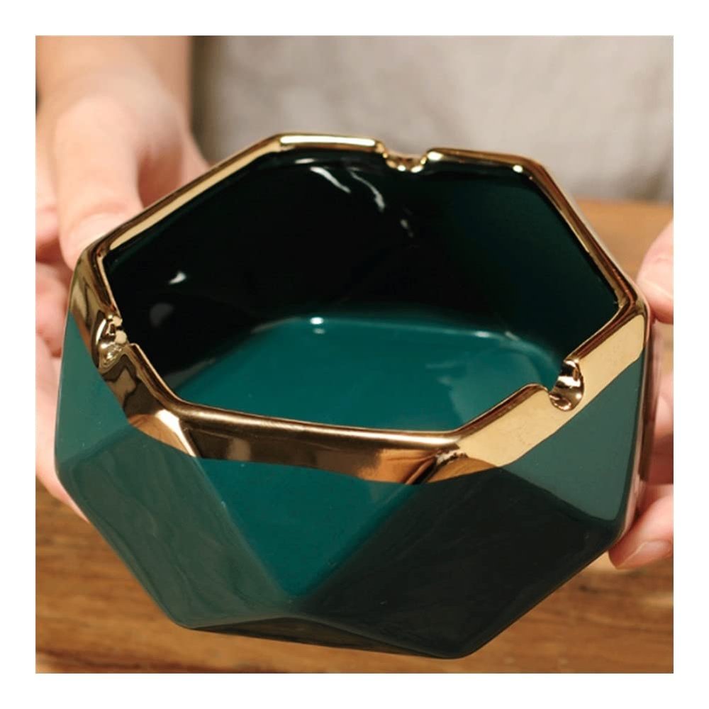 KKNH Ashtray Ashtray Ceramic Ashtrays Hexagonal Diamond Ash Tray Fashion Windproof Ashtray Household Living Room Decoration Accessories Suitable for Patio/Outdoor/Indoor Ashtray