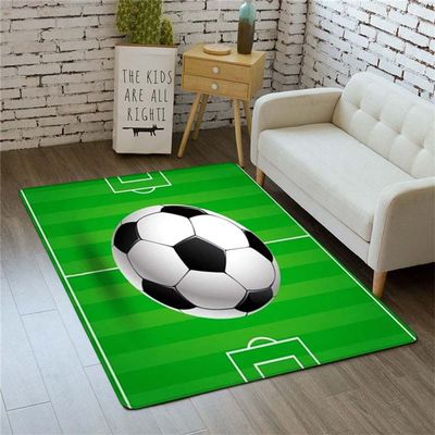 3D Boys Teens Room Soccer Rug Bedroom Carpet Living Room Sports Area Rug Machine Washable Skidproof Playroom Mat 4'x5'3"