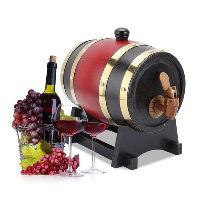 1.5L Whiskey Barrel Dispenser Wine Bucket Oak Aging Barrels with Stand, Household Wine Making Barrels No Leak for Wine, Spirits, Beer and Liquor - Brewing More Flavor