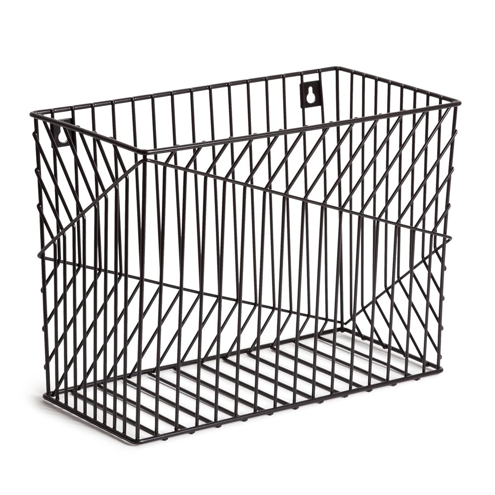 U Brands Vena Wire File Basket, Office Supplies, Metal, Black, 1 Count