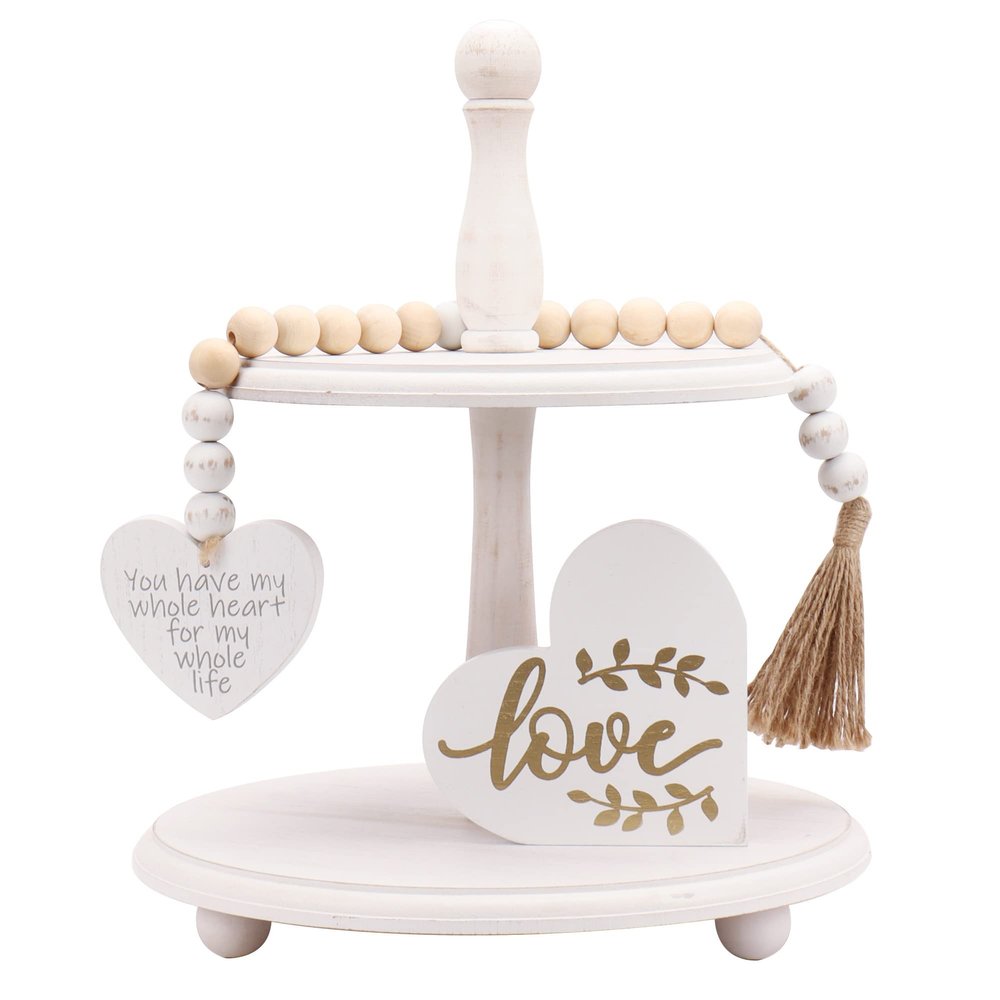 Defined Deco Two Tiered Tray Wooden Tiered Serving Tray Farmhouse Tiered Tray Stand with Tiered Tray Dcor Signs for Wedding Decor and Rustic Farmhouse Dcor, Set of 3