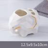 AOPPLSOT Accessories Set, Geometric Cute Elephant Ceramic Bath Ensemble Set - Soap Dispenser + Soap Dish + Tumble Cup + Toothbrush Holder + Cotton Canister, Modern Bathroom Home Decor,Pink,5pcs view 3