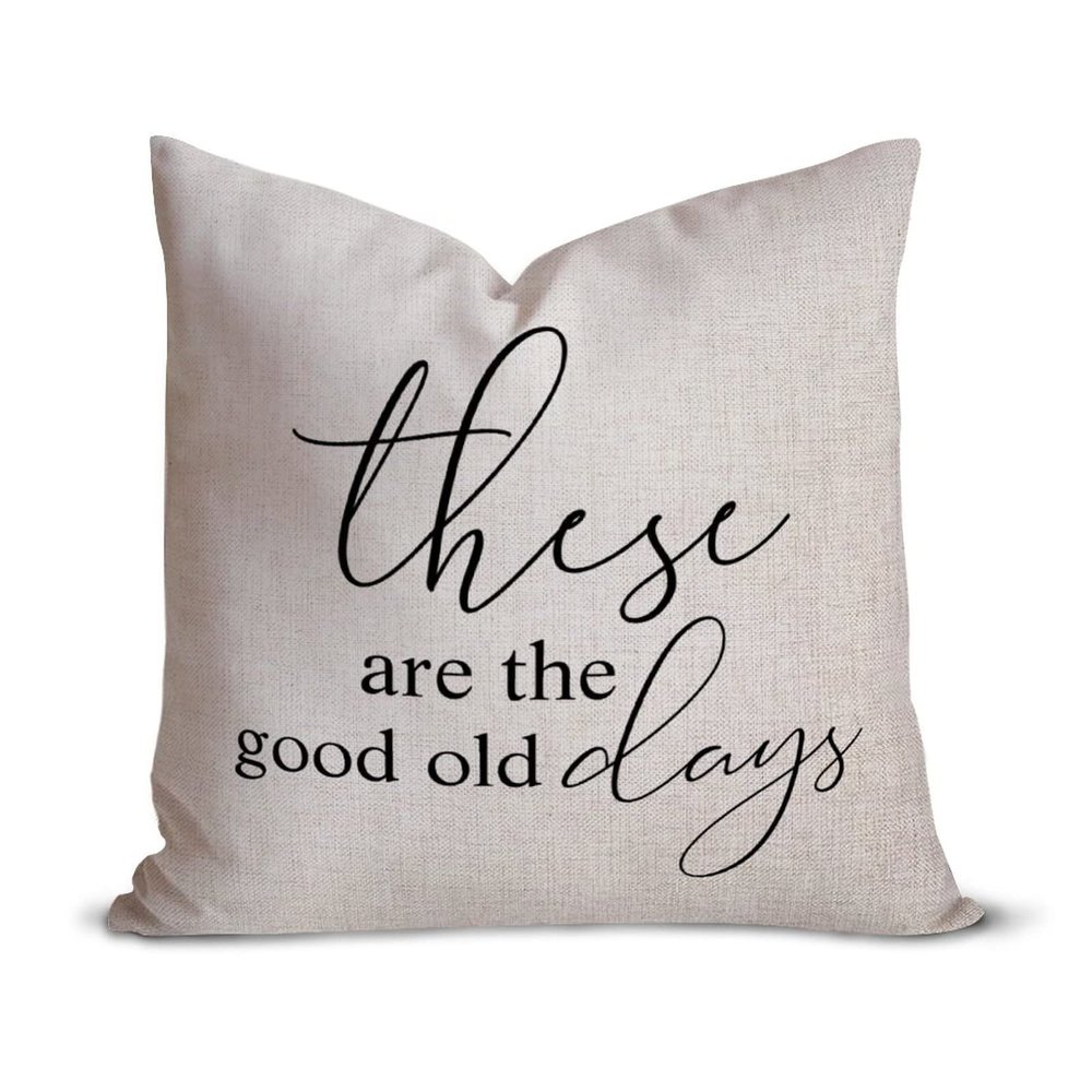 These are The Good Old Days Quotes Throw Pillow Covers 22x22 Decorative Farmhouse Pillows Case Cotton Linen Funny Cushion Cover for Couch Sofa Home Decor