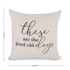 These are The Good Old Days Quotes Throw Pillow Covers 22x22 Decorative Farmhouse Pillows Case Cotton Linen Funny Cushion Cover for Couch Sofa Home Decor view 2