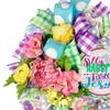 Christian Easter Wreath, Whimsical Silly Rabbit Easter is for Jesus, Spring Decorations for Front Door, Handmade Chiffon Floral Ornament, Butterfly, Flowers view 4