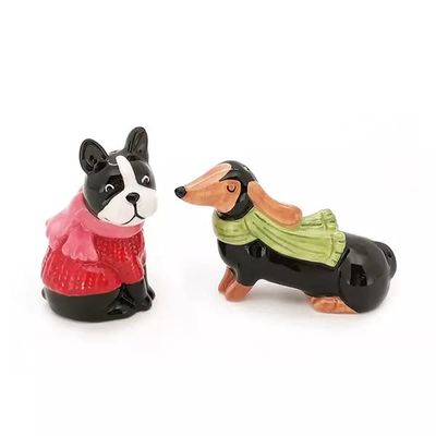 St. Nicholas Square Salt & Pepper Shaker Set (St. Nicholas Square Merry Merry Dog Salt & Pepper Shaker), Red