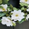 Everyday Magnolia Wreath with Lush Greenery I Elegant Farmhouse Front Door Decor I White Flower Year Round Grapevine Wreath view 4