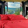 RV Twin 28 X 75 Sheet Set 400 Thread-Count 100% Egyptian Soft Cotton Made for RV, Camper, Boat & Motorhomes, Soft-Luxury-Breathable 8-Inch Deep Pockets 4-PC RV-Sheets - Blood Red Stripe view 1
