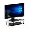 Furinno Turn-N-Tube Monitor Riser Stand, White Oak, Stainless Steel Tubes view 1