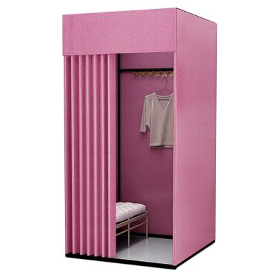 Clothing Store Fitting Room,Portable Changing Room Divider,with Shading Curtain And Hook Up,Black Frame,Temporary Locker Room,for Office Boutiques Cloakroom ( Color : H , Size : L100xW80xH200CM )