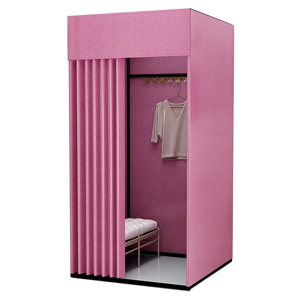 Clothing Store Fitting Room,Portable Changing Room Divider,with Shading Curtain And Hook Up,Black Frame,Temporary Locker Room,for Office Boutiques Cloakroom ( Color : H , Size : L100xW80xH200CM )