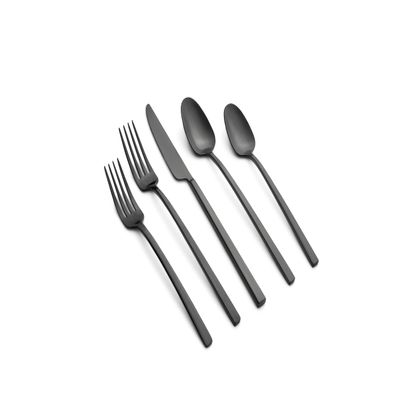CAMBRIDGE Black Satin Damaris 20-Piece Flatware Set, Service for 4, (513620CKW12DS)