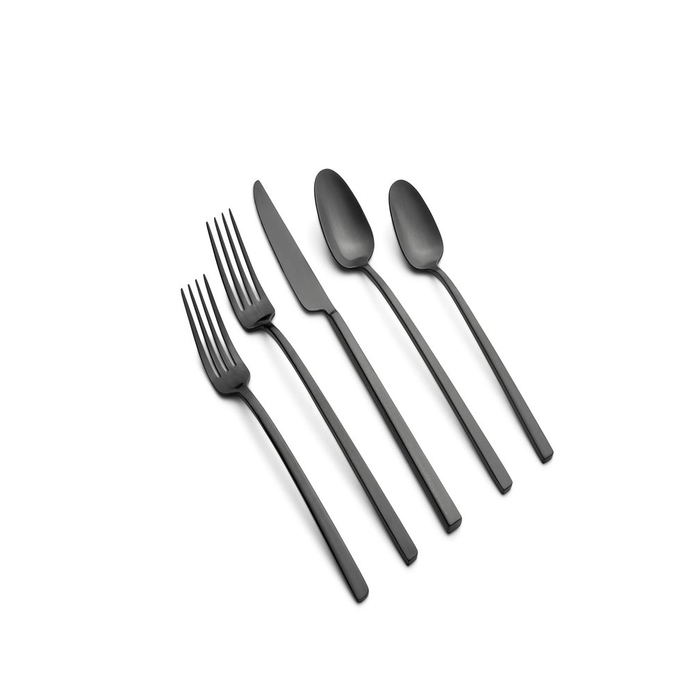 CAMBRIDGE Black Satin Damaris 20-Piece Flatware Set, Service for 4, (513620CKW12DS)