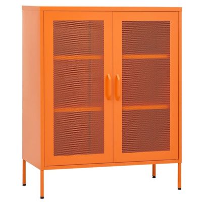 vidaXL Industrial-Style Steel Storage Cabinet, Adjustable Shelves, Orange, Robust Construction, 31.5"x13.8"x40", Levellers for Stability