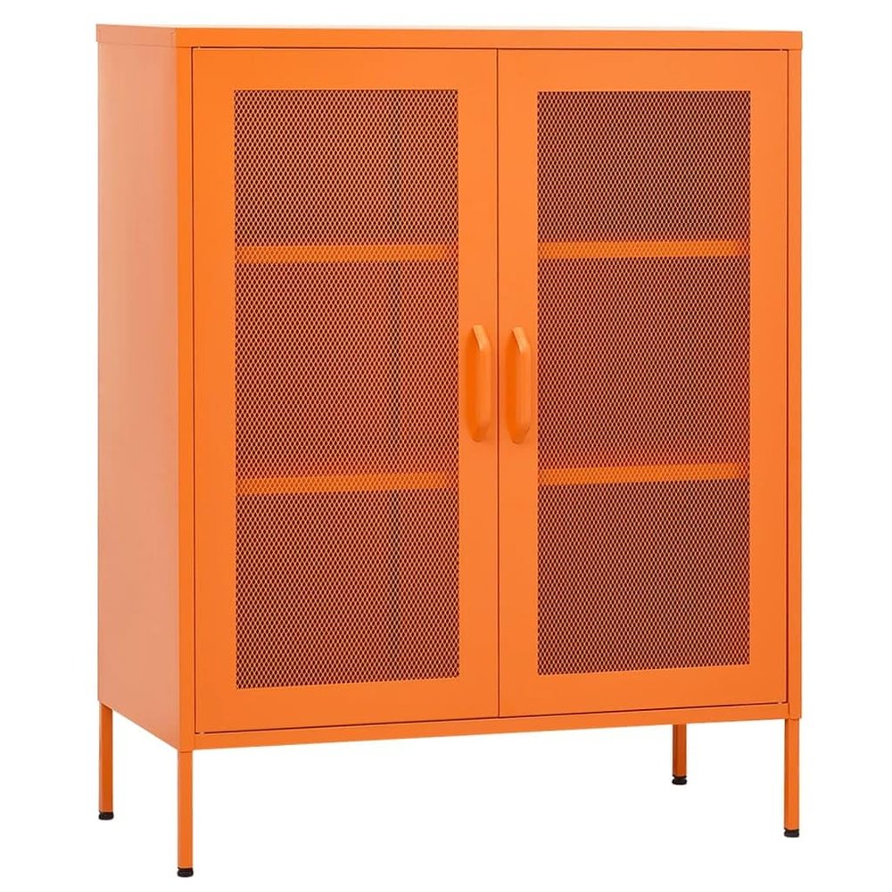 vidaXL Industrial-Style Steel Storage Cabinet, Adjustable Shelves, Orange, Robust Construction, 31.5"x13.8"x40", Levellers for Stability