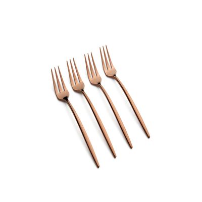 Cambridge 5053H3CKW44R Gaze Copper Mirror Cocktail Forks, Set of 4