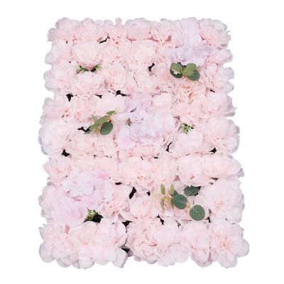 6 Pcs Artificial Flower Wall Panels 3D Flower Background Panel for Wall, 60x40cm Wedding Flower Decorations Wall Silk Rose Panels for Party, Nail, Photo Areas, Stage Background (Light Pink)