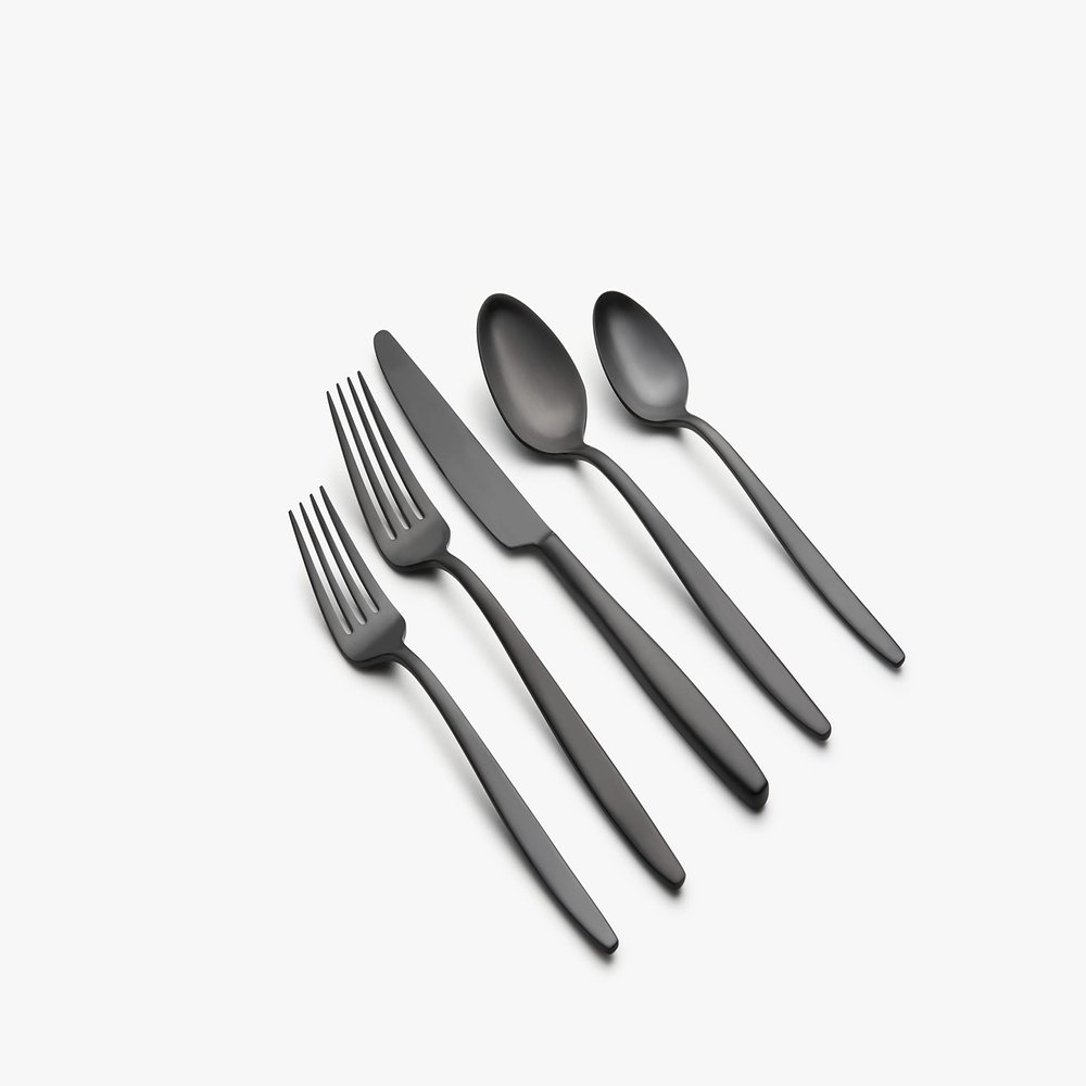 Cambridge Silversmiths Nylah Black Satin 20-Piece Flatware Set, Service for 4