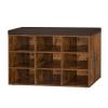 DINZI LVJ Shoe Storage Bench with Cushion, Cubby Rack with 9 Cubbies, Adjustable Shelves, Multifunctional Organizer Bench for Entryway, Mudroom, Hallway, Closet and Garage, Rustic Brown view 1