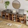 DINZI LVJ Shoe Storage Bench with Cushion, Cubby Rack with 9 Cubbies, Adjustable Shelves, Multifunctional Organizer Bench for Entryway, Mudroom, Hallway, Closet and Garage, Rustic Brown view 2
