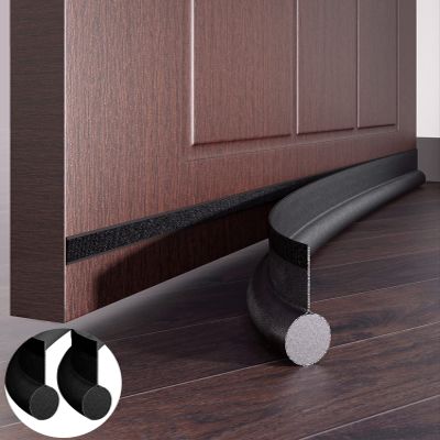HENTENM Door Draft Stopper 2 Pack , for Bottom of Door,36 inch Blocker,Front Weather Stripping,Door Sweep Soundproof,Under Black, Large black