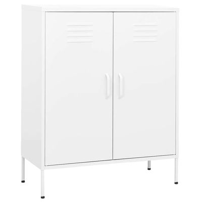 vidaXL Home Decor Storage Cabinet - Steel Made, 31.5"x13.8"x40", Features Adjustable Shelves and Levelers, Industrial Style, White