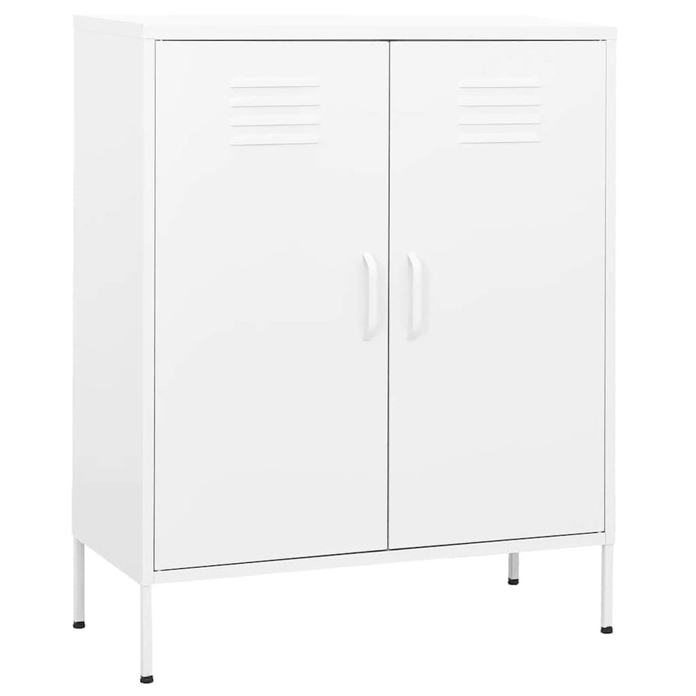 vidaXL Home Decor Storage Cabinet - Steel Made, 31.5"x13.8"x40", Features Adjustable Shelves and Levelers, Industrial Style, White