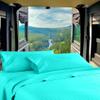 RV Twin 28 X 75 Sheet Set 400 Thread-Count 100% Egyptian Soft Cotton Made for RV, Camper, Boat & Motorhomes, Soft-Luxury 8-Inch Deep Pockets 4-PC RV-Sheets - Turquoise Blue Stripe view 1