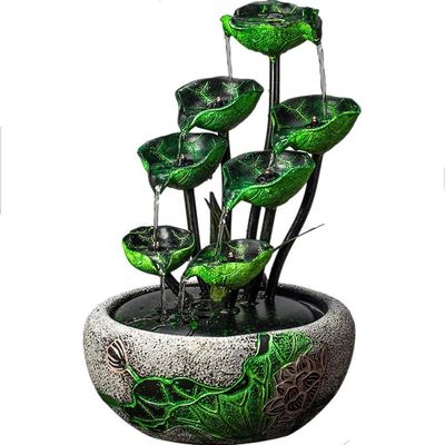 XXZY Tabletop Fountains Tabletop Fountain Creative Lotus Leaf Resin Desktop Fountain Living Room Office Desktop Small Water View Water Fountain Exquisite Decoration