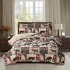 Rustic Lodge Quilt Set King Size Country Cabin Bedspread Coverlet King Moose Bear Reversible Patchwork Quilts Bedding Soft Lightweight Coverlets Forest Bear Farmhouse Bed Cover Sets with 2 Pillow Sham view 1