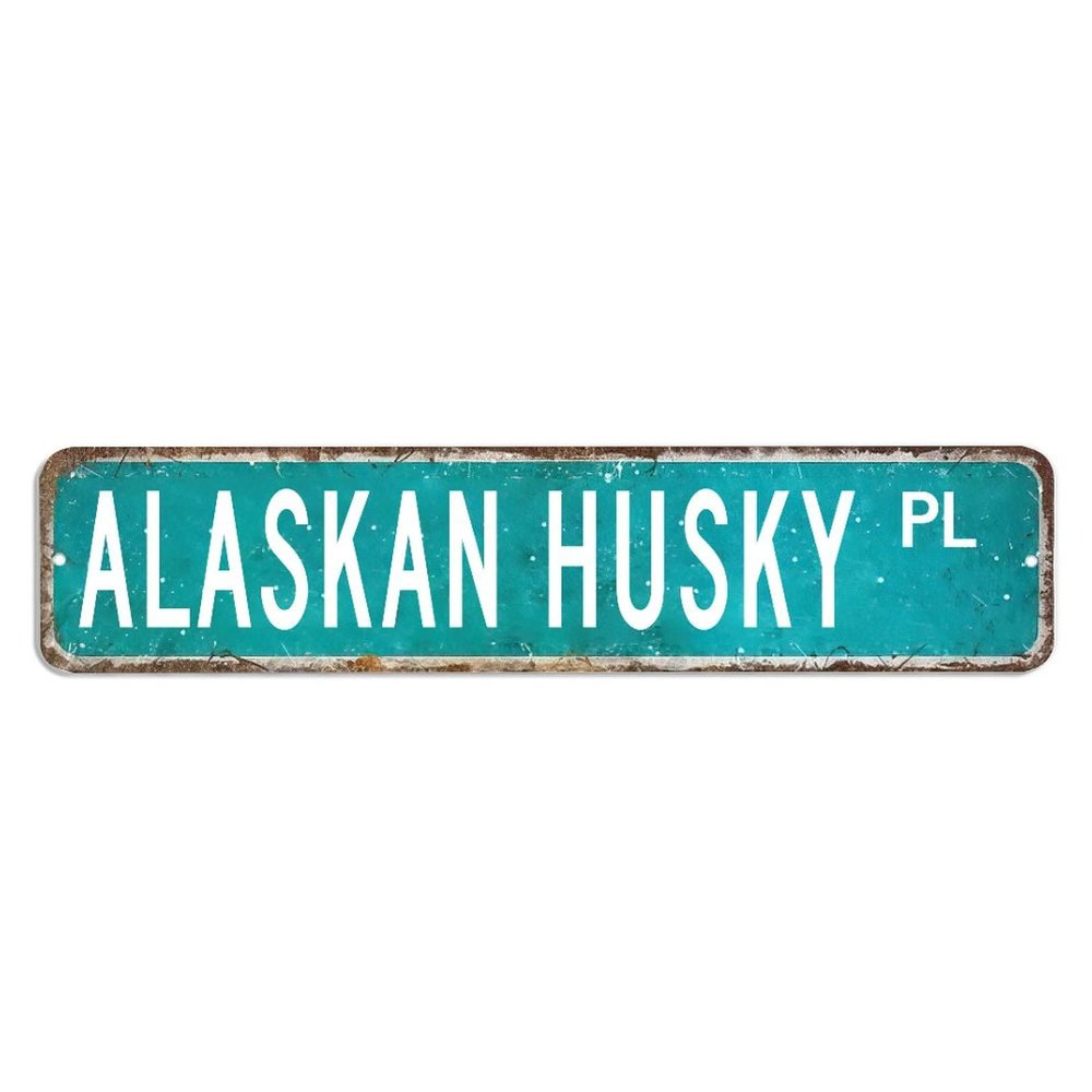 Alaskan Husky Sign Alaskan Husky Gift Alaskan Husky Metal Sign Alaskan Husky Custom Street Metal Sign Shabby Chic Wall Art Retro Wall Hanger Home Decor Wall Decorations Rustic Farmhouse Signs