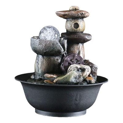 XXZY Tabletop Fountains Tabletop Fountain Resin 13.3 Inches High Desktop Fountain Feng Shui Wheel Water Fountain with Crystal Ball Decor Ornaments Exquisite Decoration