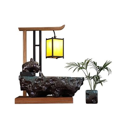 XXZY Tabletop Fountains Tabletop Fountain Simple Modern Water Fountain Tabletop Ceramic Zen Flowing Water Device Ornaments with Green Planting Pots Exquisite Decoration