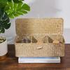 Cabilock Straw Woven Storage Basket with Lid 12.6 Inch Desktop Sundries Organizer for Cosmetics Home Office Bedroom Decor view 4