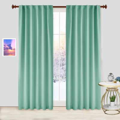 Archu Sheets Back tab Blackout Window Curtain Panels & Drapes Hall Dinning Living Thermal Insulated 100% Polyester Cotton (Seafome Green, 84 Inch by 45 Inch- 1 Panel)