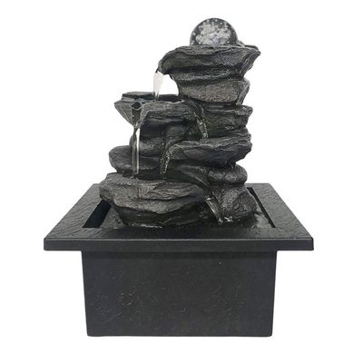 XXZY Tabletop Fountains Tabletop Fountain Resin 3-Tier Desktop Fountain 8.27 Inches High Indoor Portable Tabletop Decor Zen Meditation Waterfall Exquisite Decoration