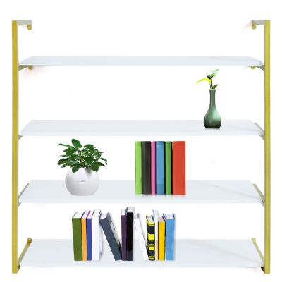 DYRABREST Modern Gold Simplicity Floating Shelves, Four-Tier 36 Inch Wall Mounted Selving for Bathroom, Living Room, Kithchen, Study, Bedroom, Etc