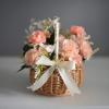 Firlar 5.9x3.14 Inch White Rattan Flower Basket Set of 2, Portable Handmade Wedding Flower Girl Baskets, Woven Storage Bins, DIY Craft Decor view 3