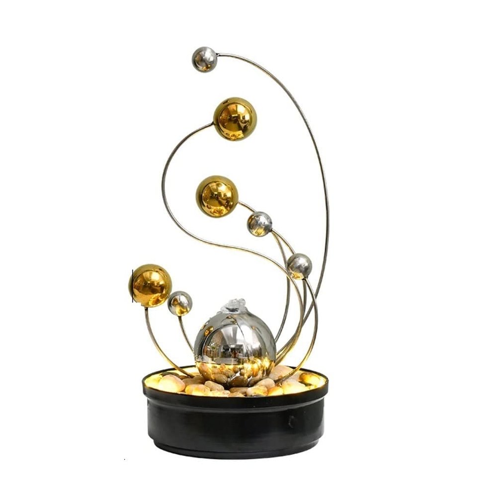 XXZY Tabletop Fountains Modern Tabletop Fountain Simple Stainless Steel Wrought Iron Water Fountain Tabletop Creative Desktop Home Decoration Ornaments Exquisite Decoration