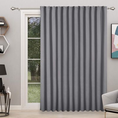 Archu Sheets Back tab Blackout Window Curtain Panels & Drapes Hall Dinning Living Thermal Insulated 100% Polyester Cotton (Grey, 84 Inch by 54 Inch- 1 Panel)
