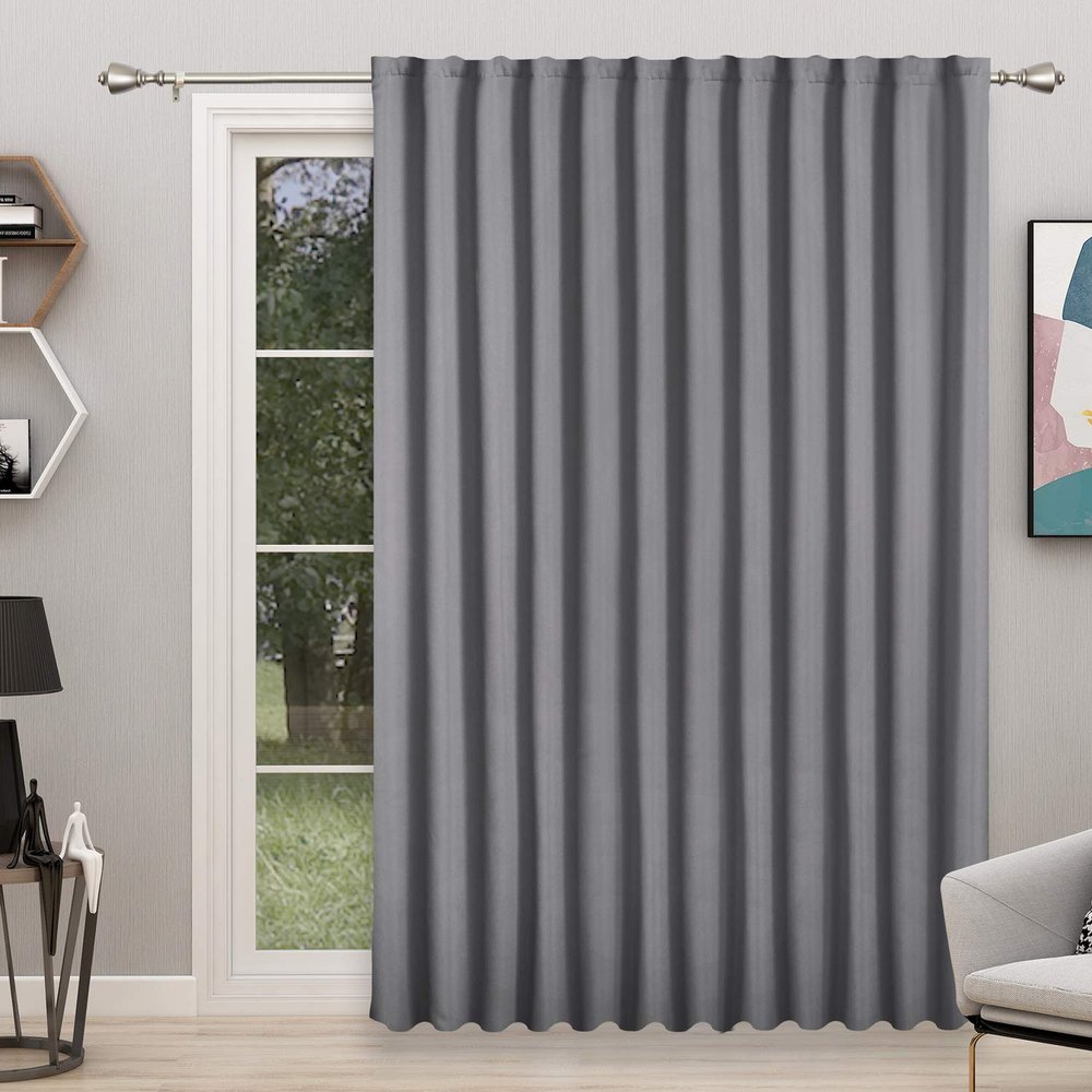 Archu Sheets Back tab Blackout Window Curtain Panels & Drapes Hall Dinning Living Thermal Insulated 100% Polyester Cotton (Grey, 84 Inch by 54 Inch- 1 Panel)