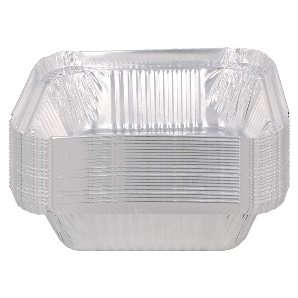 Aicosineg Aluminum Pans 100 Pack Disposable Foil Pans Cookware Great for Baking, Cooking, Grilling, Serving & Lining Steam Table Trays Chafers