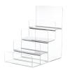 Hemoton Transparent Acrylic Wallet Display Stand Handbag Purse Display Stand Retail Store Holder Shelf Cosmetic Display Racks Glasses Shelf Trapezoidal Storage Rack, 4 Tiers view 1